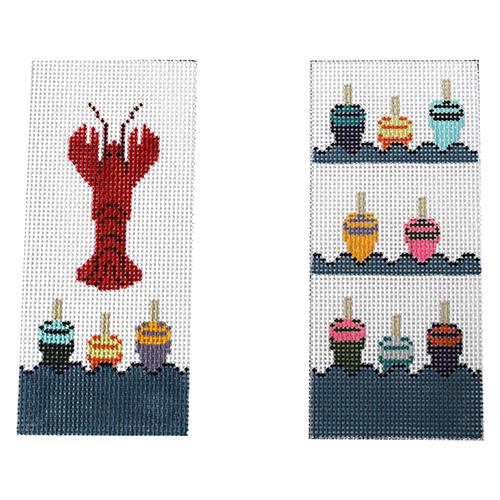 Lobster and Buoys Eyeglass Case Painted Canvas J. Child Designs 
