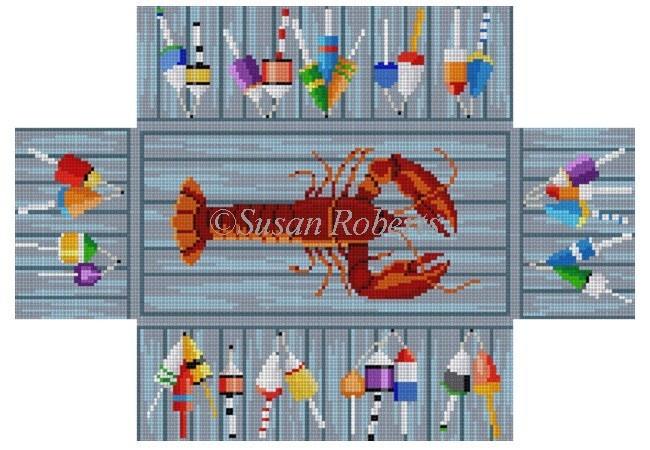 Lobster & Bouys Brick Cover Painted Canvas Susan Roberts Needlepoint Designs, Inc.