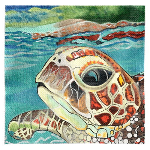 Loggerhead Reflections Painted Canvas Purple Palm Designs - 1