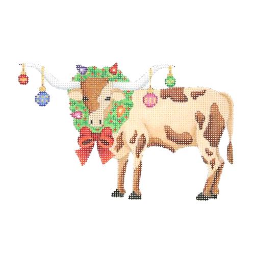 Longhorn with Wreath Painted Canvas Burnett & Bradley - 1