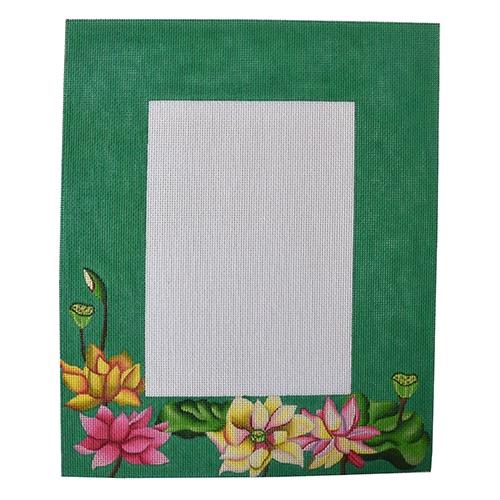Lotus on Green Painted Canvas PLD Designs - 1