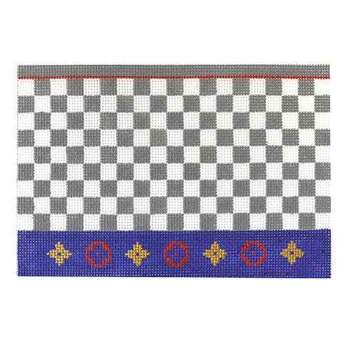 Louis Squares Fleur Gray / Blue Painted Canvas Kimberly Ann Needlepoint - 1