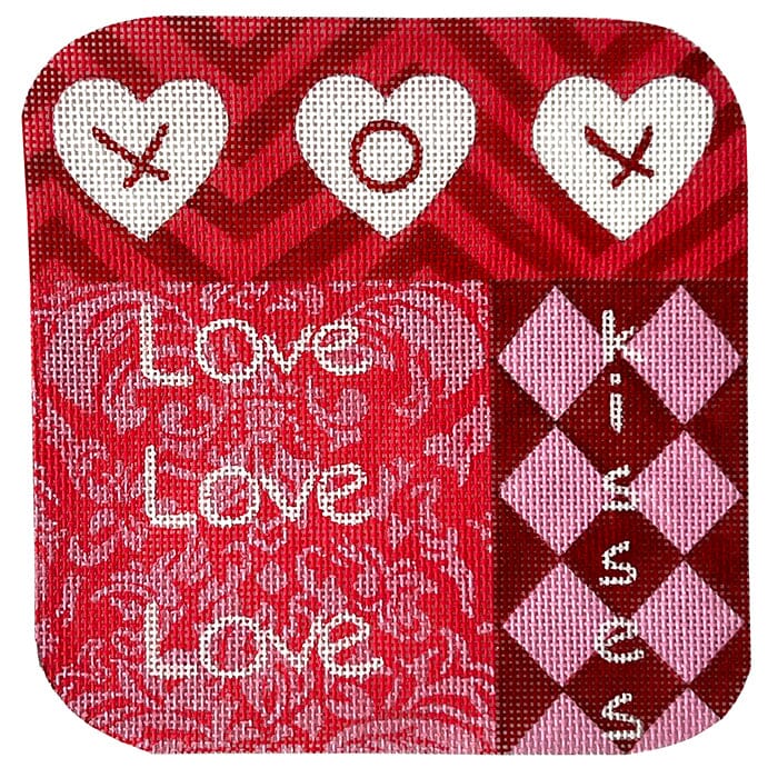 Love and Kisses Painted Canvas Walker's Needlepoint - 1