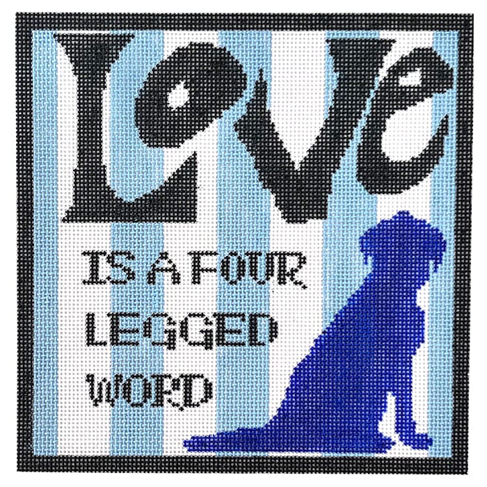 Love Four Legged Word Painted Canvas Susan Battle Needlepoint - 1