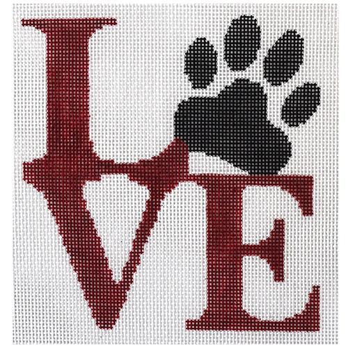 Love Paw Red Painted Canvas Kristine Kingston - 1