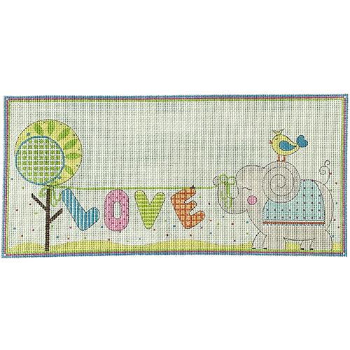 Love Walk Elephant Birth Announcement Painted Canvas Alice Peterson Company - 1