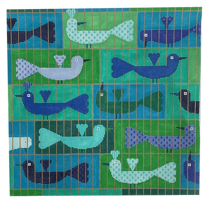 Lovebirds Blue Painted Canvas Birds of a Feather - 1