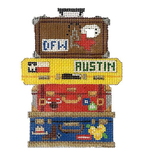 Luggage Stack Texas Painted Canvas The Meredith Collection - 1