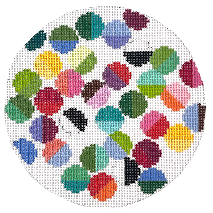 Lulu 4" Round Ornament Painted Canvas Elizabeth Crane Swartz Designs - 1