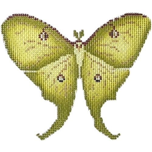 Luna Moth Whimsical Menagerie Series Painted Canvas The Plum Stitchery - 1