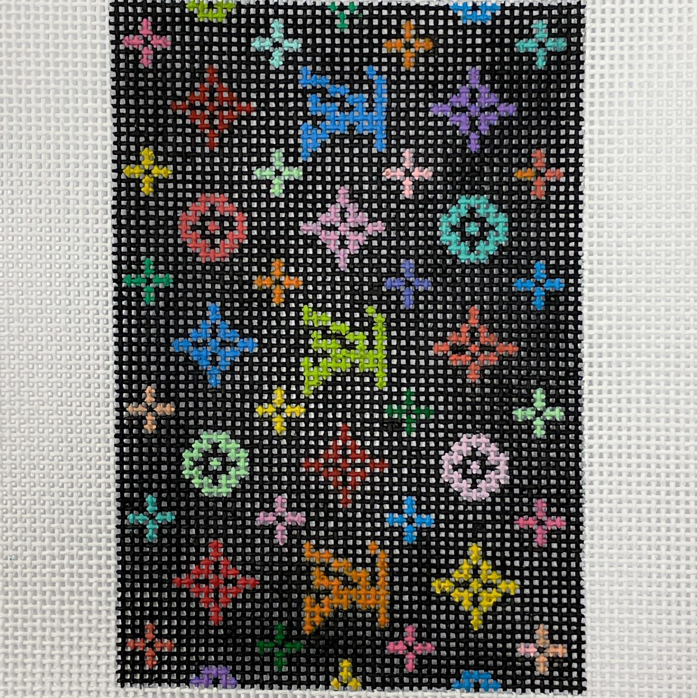LV Multi on Black Passport Insert Painted Canvas Kate Dickerson Needlepoint Collections - 1
