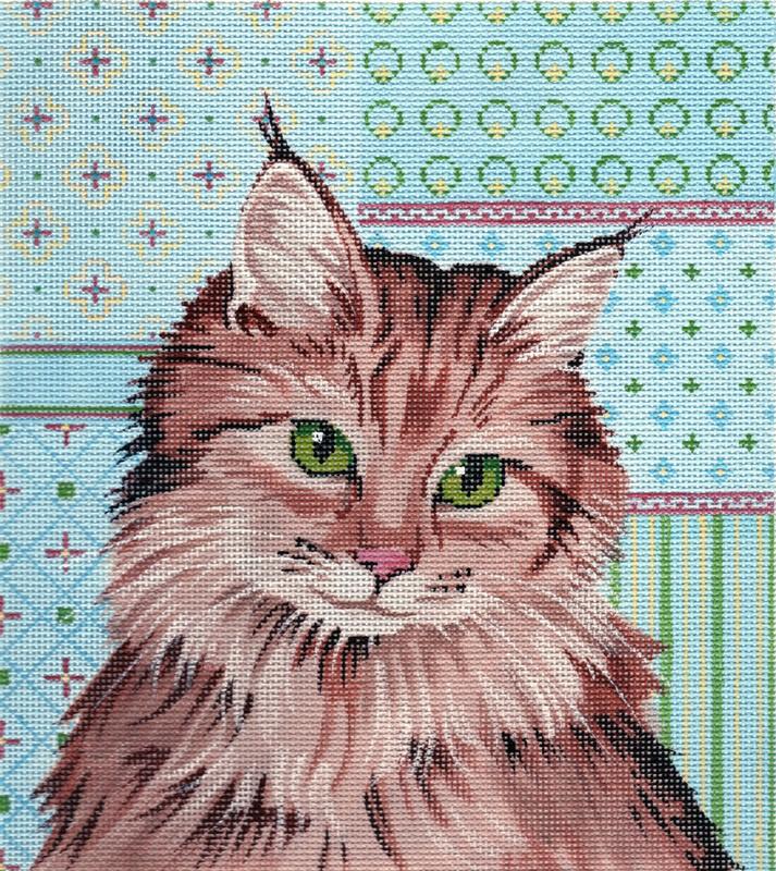 Maine Coone Cat Painted Canvas Labors of Love Needlepoint - 1