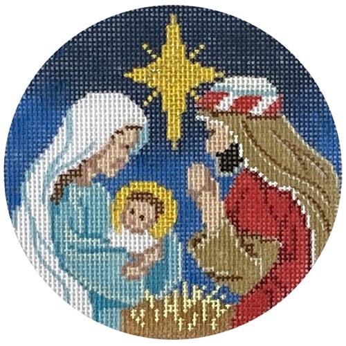 Manger Scene Ornament Painted Canvas Alice Peterson Company - 1