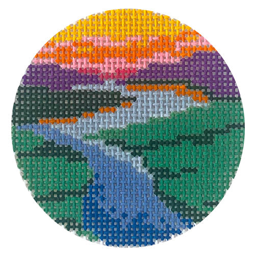 Marsh Round Insert Painted Canvas Anne Fisher Needlepoint LLC - 1