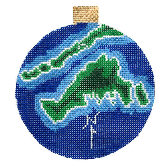Martha's Vineyard Map Ornament Painted Canvas Ann Kaye Studio