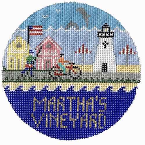 Martha's Vineyard Round Painted Canvas Doolittle Stitchery - 1