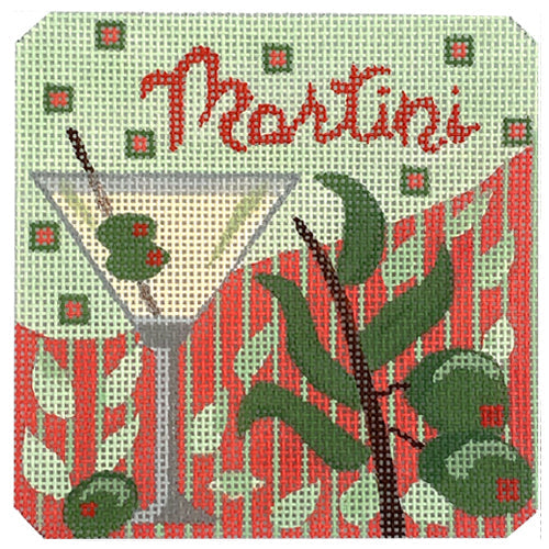 Martini Cocktail Coaster Painted Canvas Danji Designs - 1
