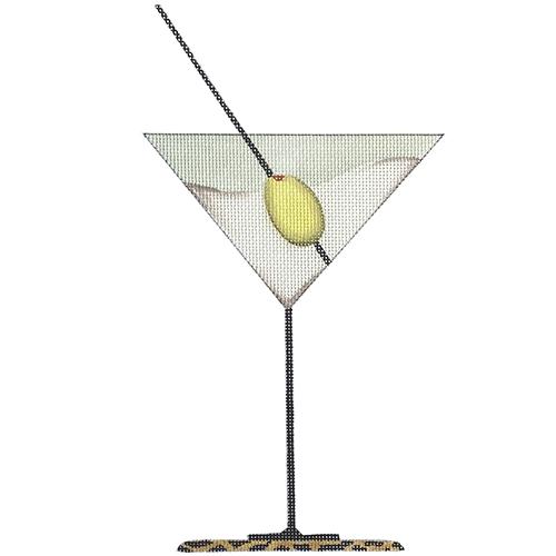 Martini With an Olive Painted Canvas & More - 1