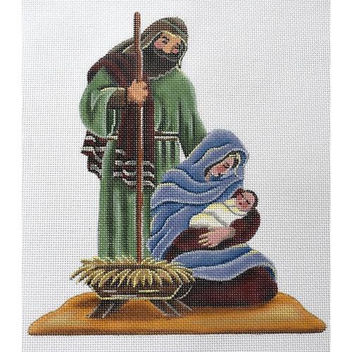 Mary, Joseph, and Jesus Painted Canvas Rebecca Wood Designs - 1