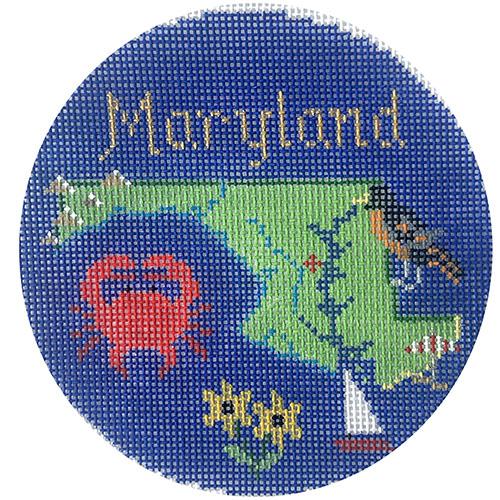 Maryland Ornament Painted Canvas Silver Needle - 1