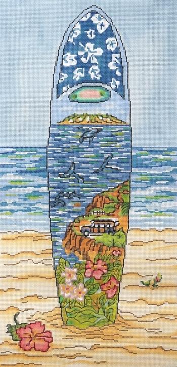Maui Surf Board Painted Canvas Cooper Oaks Design