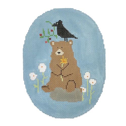 Meadow Bear Ornament Painted Canvas Pippin - 1