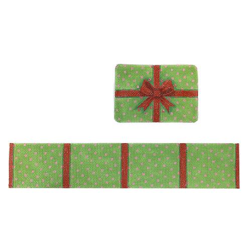 Med. Rectangle Gift Box - Christmas Painted Canvas Kate Dickerson Needlepoint Collections