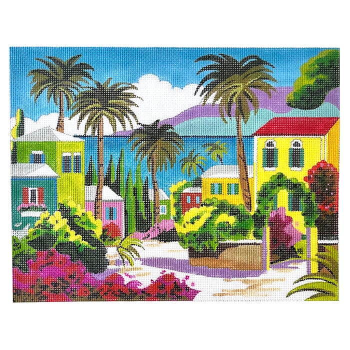 Mediterranian Landscape Painted Canvas Colors of Praise