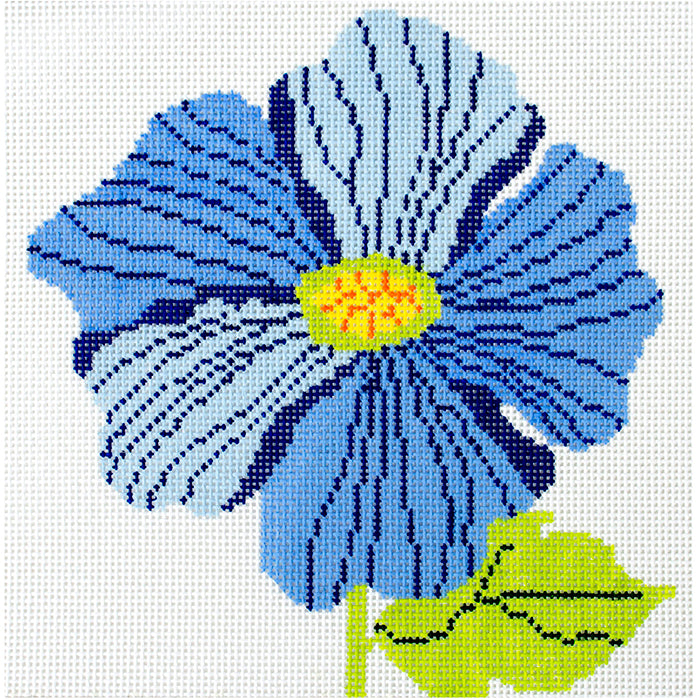 Medium Simple Peony - Blue Painted Canvas Jean Smith