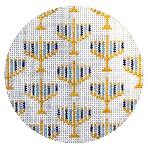 Menorah Ornament Painted Canvas The Plum Stitchery - 1