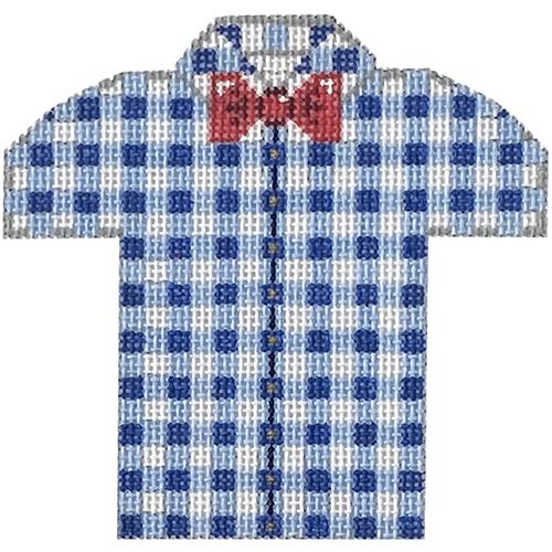 Men's Shirt Blue/White Gingham Painted Canvas The Meredith Collection - 1