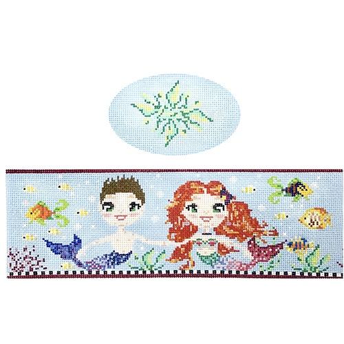 Mermaid & Merboy Hinged Box with Hardware Painted Canvas Funda Scully - 1