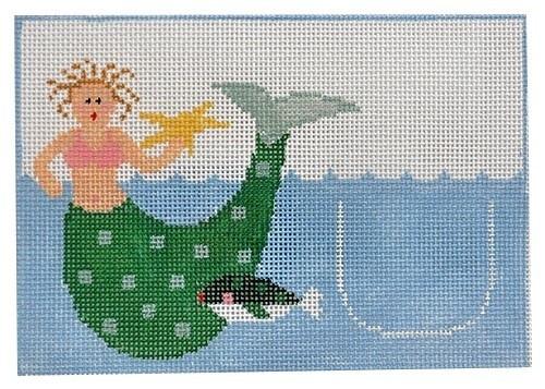 Mermaid Tooth Fairy Pillow Painted Canvas Kathy Schenkel Designs - 1