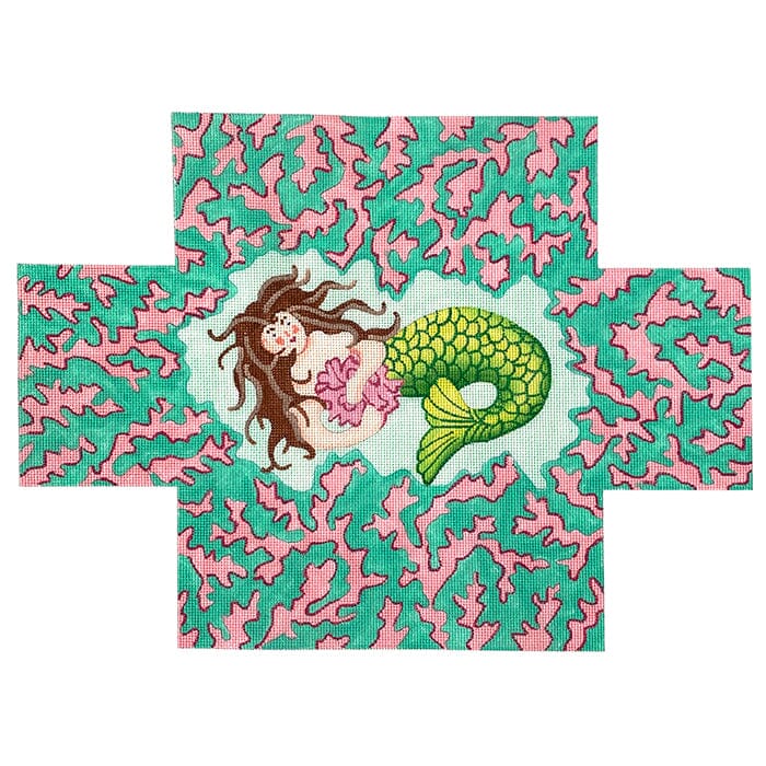 Mermaid with Seaweed Brick Cover Painted Canvas Kate Dickerson Needlepoint Collections - 1