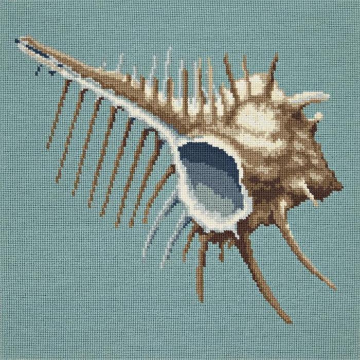 Mermaids Comb Needlepoint Kit Kits Elizabeth Bradley Design Pale Blue