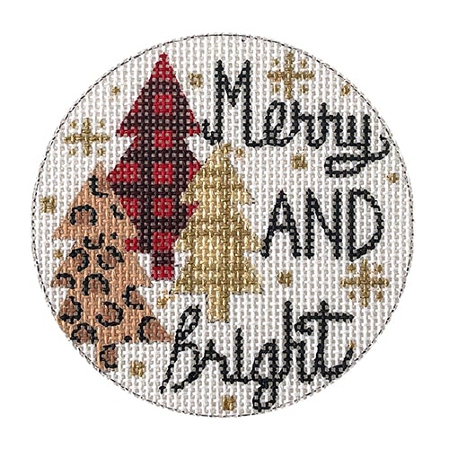 Merry & Bright Trees Round Painted Canvas Alice Peterson Company - 1