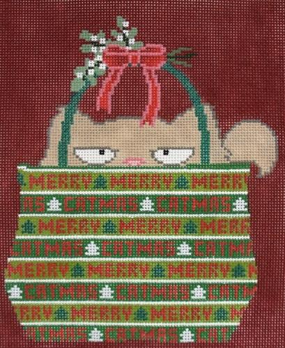 Merry Catmas Painted Canvas CBK Needlepoint Collections