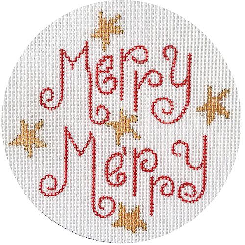 Merry Merry with Stars Ornament Painted Canvas Vallerie Needlepoint Gallery - 1