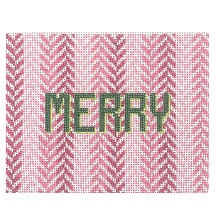 Merry on Herringbone Painted Canvas Initial K Studio - 1