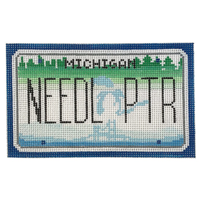 Michigan Mini Plate Painted Canvas CBK Needlepoint Collections