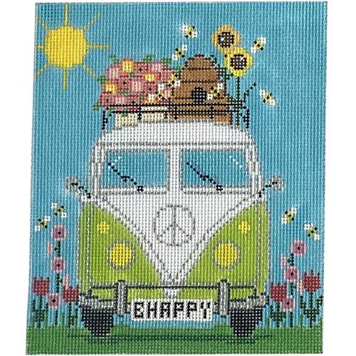 Micro Bus Bee Happy Painted Canvas The Meredith Collection - 1
