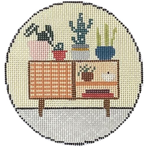 Midcentury Interior Round Painted Canvas Hello Tess - 1