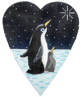 Midnight Penguin Heart Painted Canvas Kirk & Bradley 