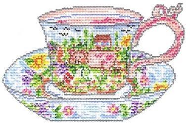 Mildred's Teacup Painted Canvas Susan Wallace Barnes