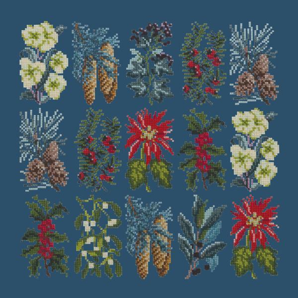 Millefleur Winter Kits Elizabeth Bradley Design Dark Blue