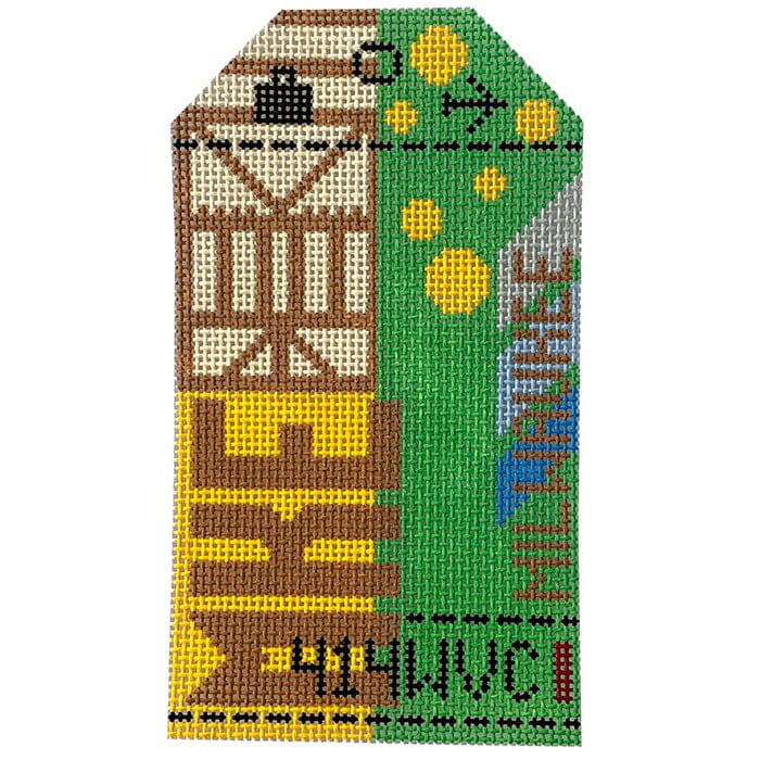 Milwaukee MKE Travel Tag Painted Canvas Hedgehog Needlepoint