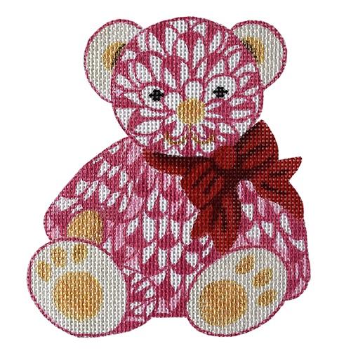 Mini Herend Bear (Pink) Painted Canvas Kate Dickerson Needlepoint Collections - 1