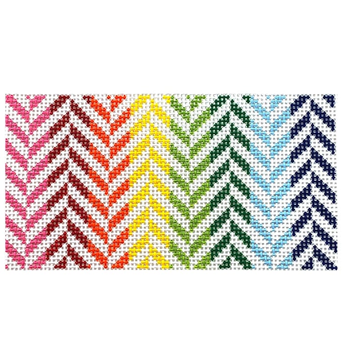 Mini Herringbone Clutch Insert Rainbow Painted Canvas Initial K Studio - 1