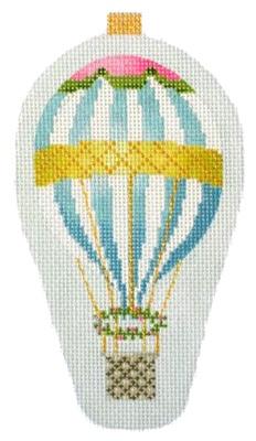 Mini Hot Air Balloon Blue Stripe Painted Canvas Kirk & Bradley - 1