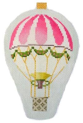 Mini Hot Air Balloons Pink Stripe Painted Canvas Kirk & Bradley - 1